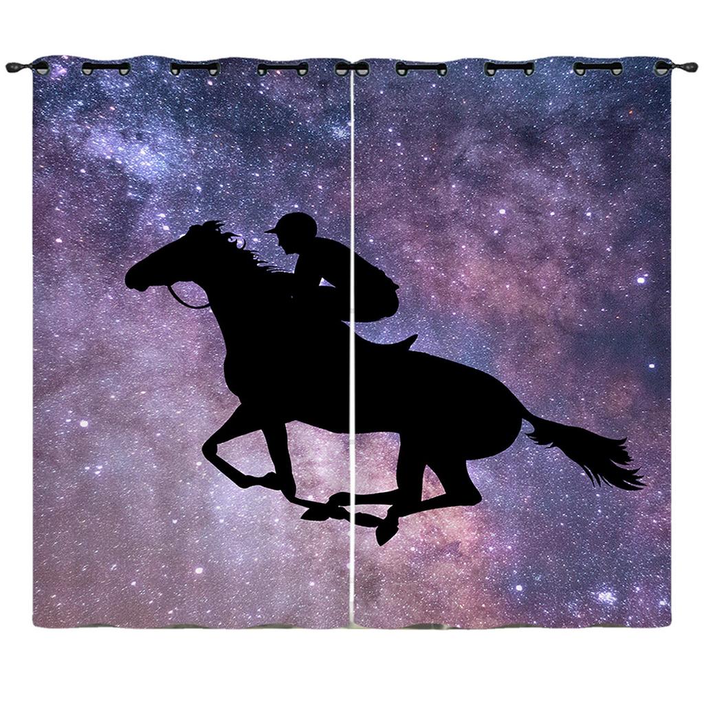 Curtain Flower Unicorn Color Gradual Change 3D Digital Printing Blackout Curtain Punching