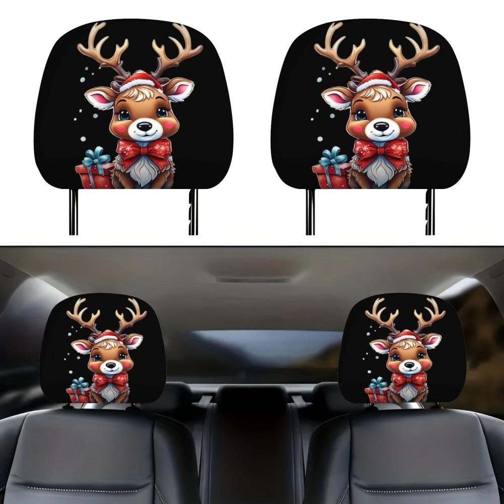 2pcs Universal Christmas Car Headrest Cover Ideal for Road Trips, Pickin