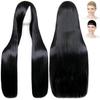 CaseEden Cosplay Wig, Long, Straight, 80cm, Black, Includes 2 Wig Nets