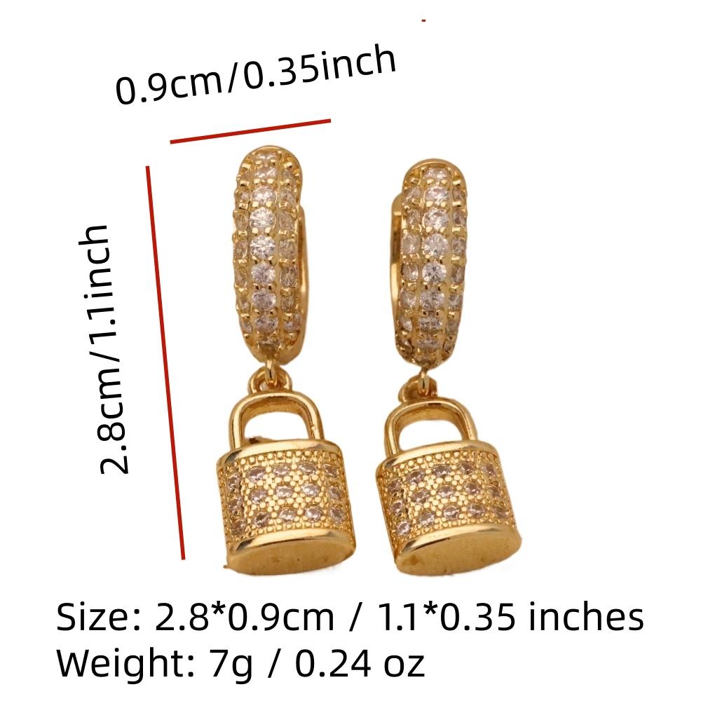 1 пара роскошных маленьких серег-подвесок с замком для женщин, ювелирные изделия с цирконием, аксессуары для свадебной вечеринки