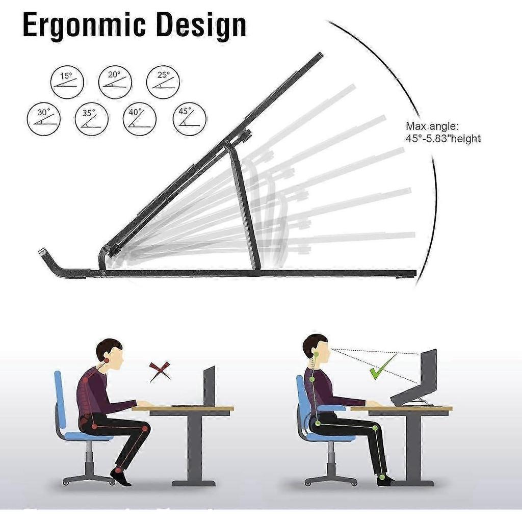 Adjustable Foldable Aluminum Laptop Stand - Ergonomic Portable Notebook Riser for Desk & Travel Height Alignment