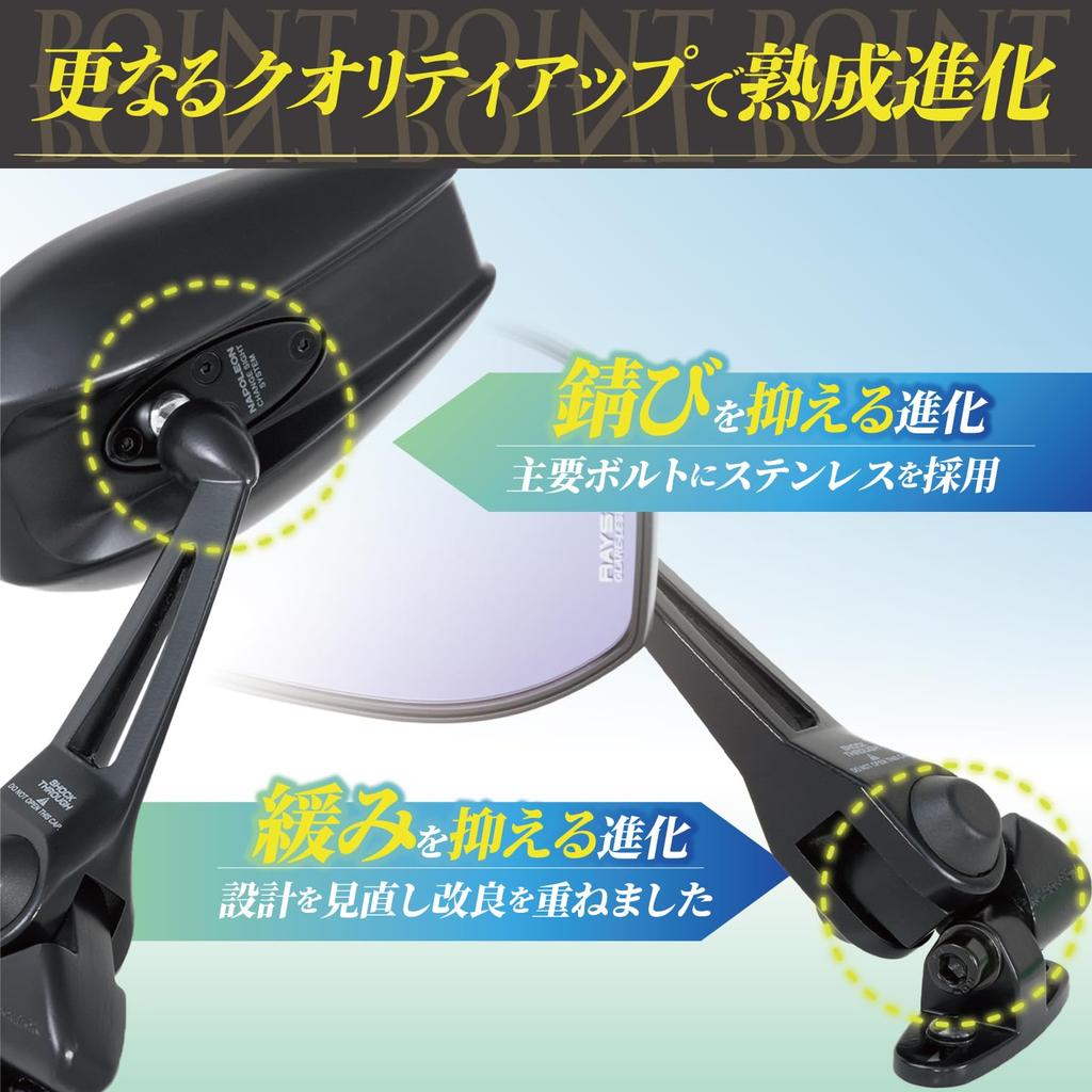 TANAX NAPOLEON Cowling Mirror 14 Motorcycle Cowl Mount Left and Meets Safety Standards for All 1 Mirror NC-004 Black, Mirror, Right, Anti-Glare