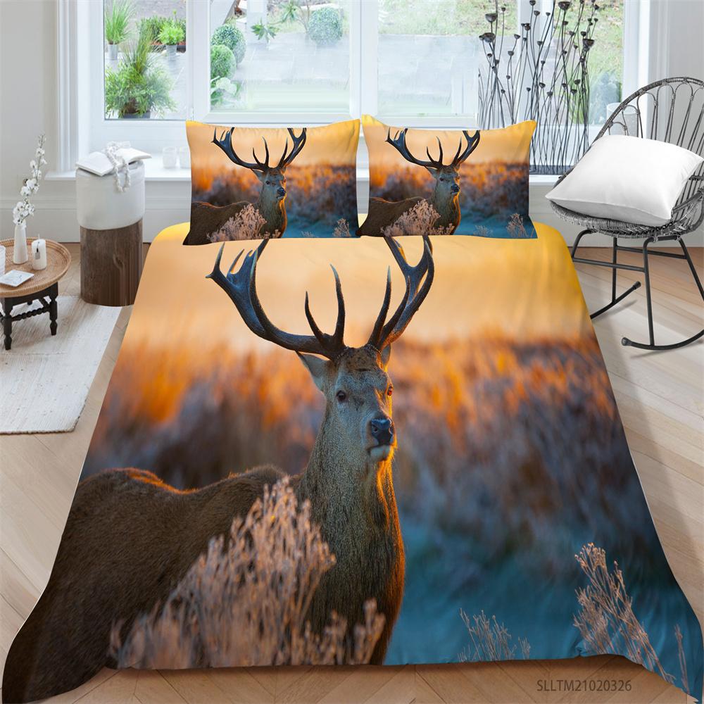 Одеяло, покрывало для постельного белья, чехол с 3D принтом оленя, домашнее постельное белье, модные комплекты дышащих пододеяльников из полиэстера