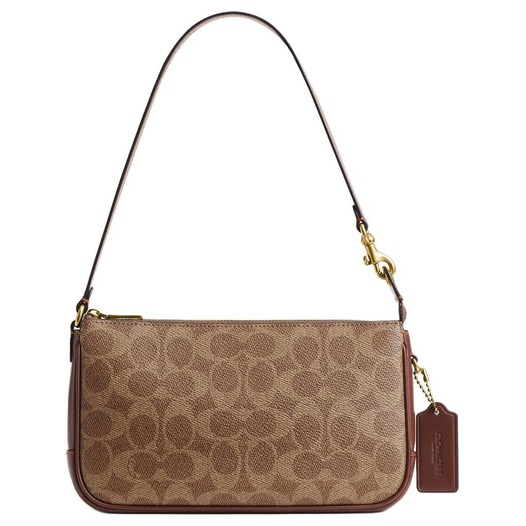 Coach Plaza 21 Латунный Металлический Фурнитур Искусственная Кожа и Коровья Кожа Ручная Сумка Наплечная Сумка Маленькая Женские сумочки Коричневый CCC42-B4N4