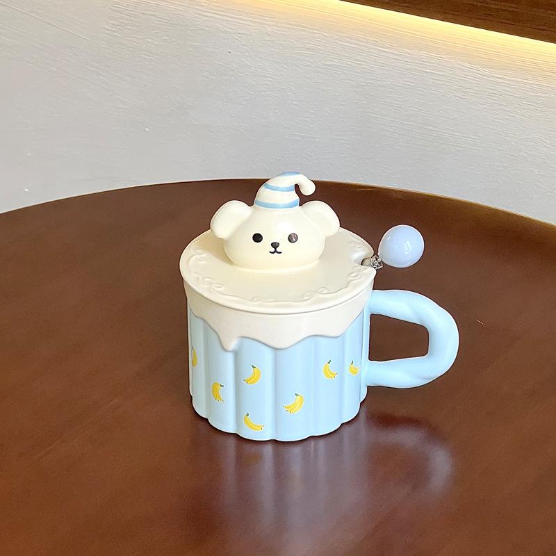 Милая девушка, кружка-медведь высокой ценности, офисная керамическая кружка с крышкой, подарок на день рождения, домашняя парная кружка