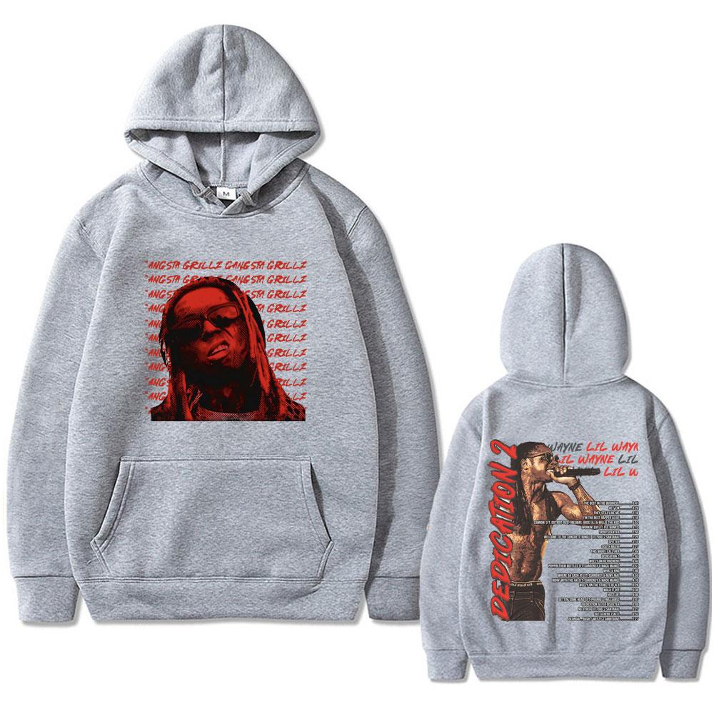 Худи с графическим принтом альбома рэпера Lil Wayne Мужская Женская Мода Винтажный Хип-Хоп Уличная одежда Унисекс Флис Оверсайз