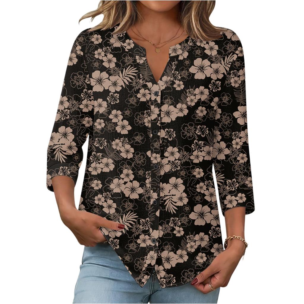 Женская модная повседневная винтажная блузка с принтом