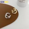 Поддельные пирсинг серьги-каффы двойные круглые серьги-каффы для женщин и мужчин хип-хоп винтажные манжеты-клипсы аксессуары корейские