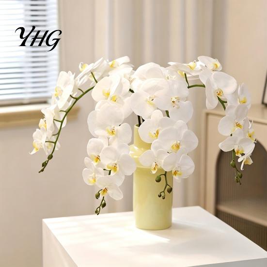 Elegant Faux Floral Decor for Baby Showers Artificial Phalaenopsis Silk Orchid Flower Home Decor, Realistic Velvet Plant Centerpiece Living