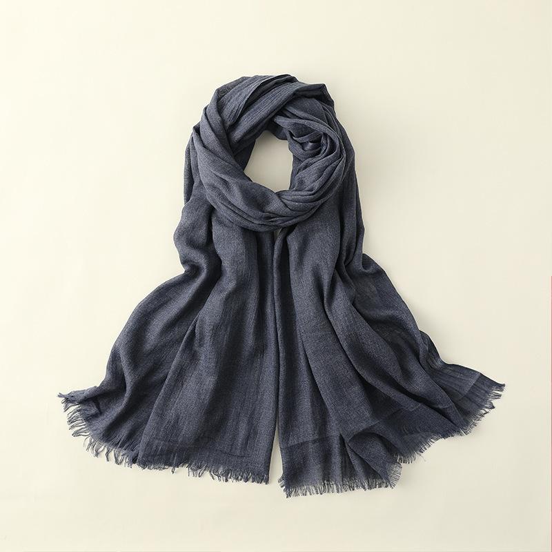 Solid Color Cotton Linen Scarf for Women Lady Literature Anti-sunburn Long Tassel Scarves Autumn Soft Gauze Wrap Shawls New