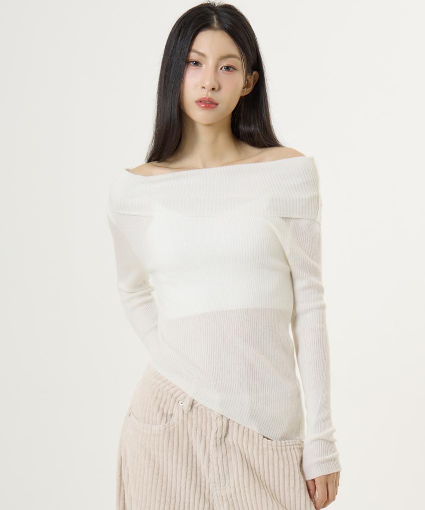 UNKNOWN PLANET Off-Shoulder Knit Top White