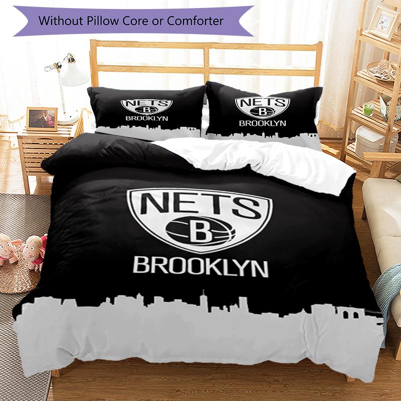 3pcs Brooklyn Nets Bedding Set Duvet Cover Closure Includes 1 Duvet Cover & 2 Pillowcases, Soft and Comfortable for All Seasons.