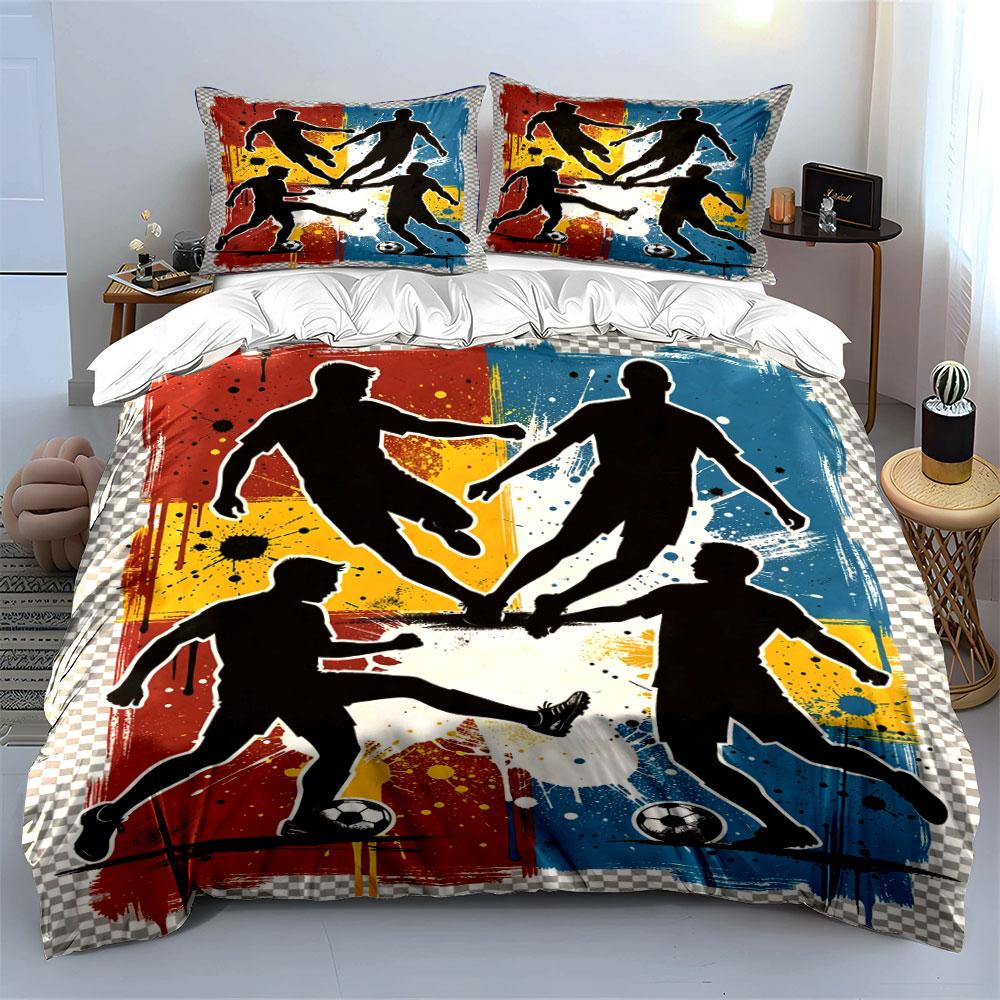 Soccer players with balls. Bedding sets Duvet cover sets Duvet covers Pillowcases(1 * Duvet Cover 2 * Pillowcases, without duvet insert)