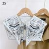 Front Tie Fake Collar For Women Vintage Print Detachable Collars Houndstooth Letter Fake Collar Shawl Wrap Scarf Neckwear Cape