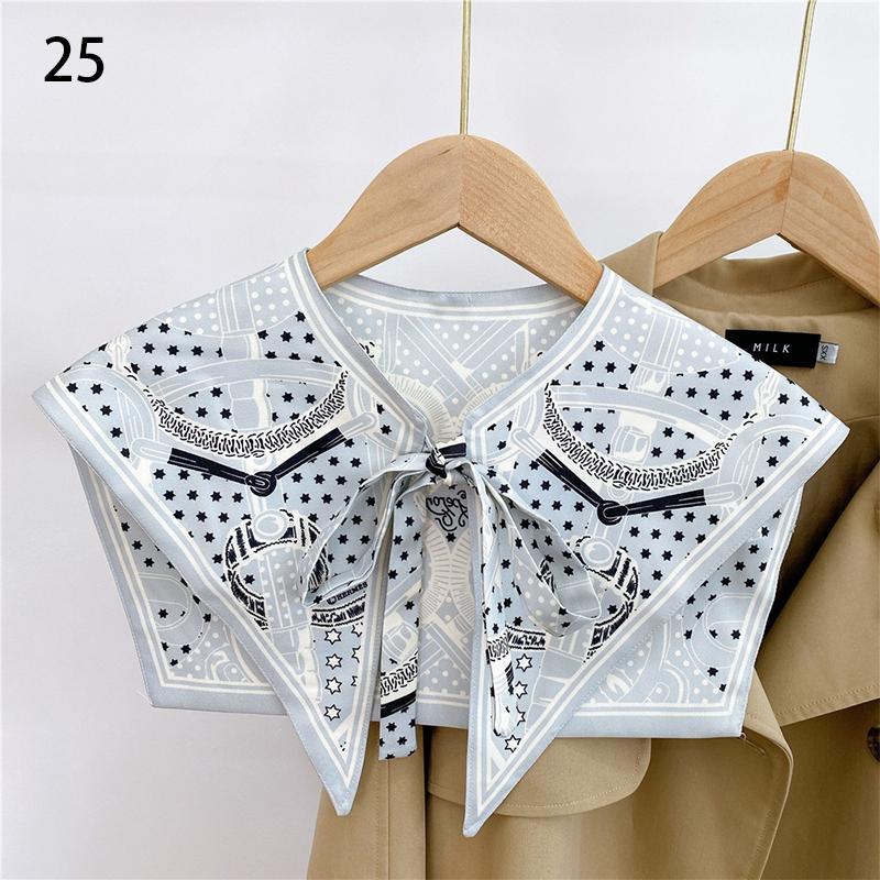 Front Tie Fake Collar For Women Vintage Print Detachable Collars Houndstooth Letter Fake Collar Shawl Wrap Scarf Neckwear Cape