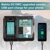 DC18RF Li-ion Супербыстрое зарядное устройство для литиевых аккумуляторов Makita 14.4V-18V BL1860B,BL1830,,BL1415,BL1440 со светодиодным экраном, USB-портом