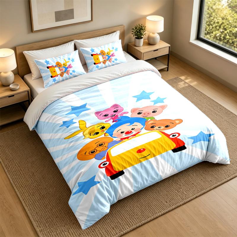 Soft Bedding Set El Payaso Plim Plim Pattern, 1 Duvet Cover plus 2 Pillowcases Stylish Bedroom Home Textile