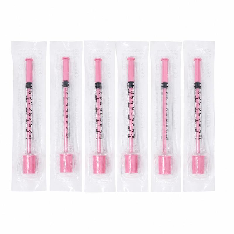 100Pcs/Box Beauty 1ml Pink Insulin Syringe 30G/31G Needle 8mm EO Gas Sterilized in Blister Pack for Beauty Machine Tools