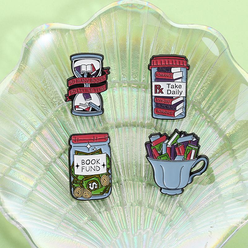 Book Storage Enamel Pins Custom SO MANY BOOKS SO LITTLE TIME Brooches Lapel Badges Clothes Funny Jewelry Gift for Friends