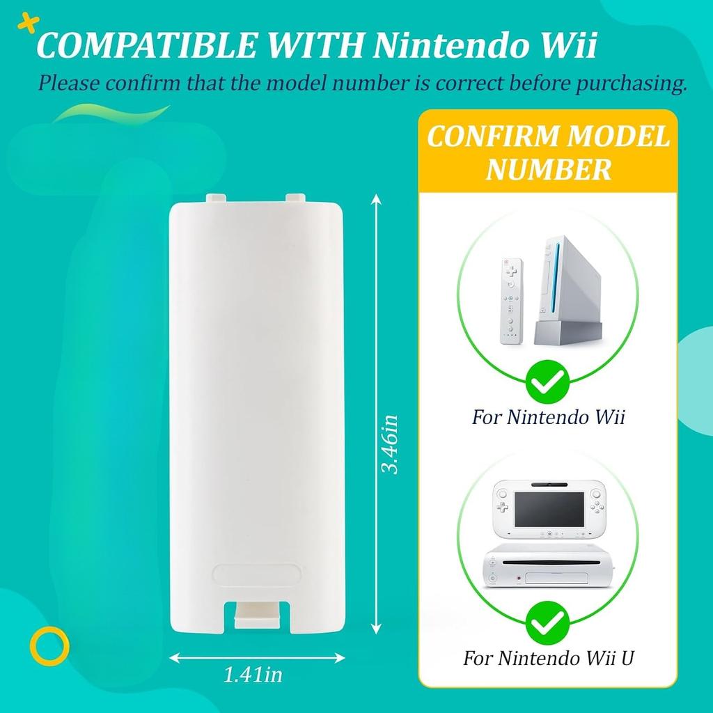 For Wii Remote Wiimote Battery Back Cover Replacement, Plastic Door Shell for Wii / Wii U Wireless Game Controller Repair Part