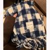 Plaid Collection~ Korean Plaid Fringed Ins Scarf Female Autumn And Winter Students Warm Atmosphere Scarf