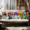 4Pcs Colorful Splash Paint Flower Throw Pillow Covers, Vibrant Double-Sided Printed Cushion Cases, Energetic Boho Home Decor