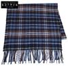 [Good Condition/domestic Regular] Check Cashmere 100% Fringe Scarf Navy systemUsed