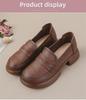 Women's Retro Loafers: Spring/Autumn Genuine Cowhide, Mid-Heel, Thick-Soled, Platform Leather Shoes