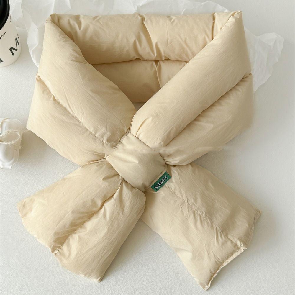 Windproof Cross Feather Shawl Korean Style Down Neck Scarf Casual Cotton Padded Scarf Hiking