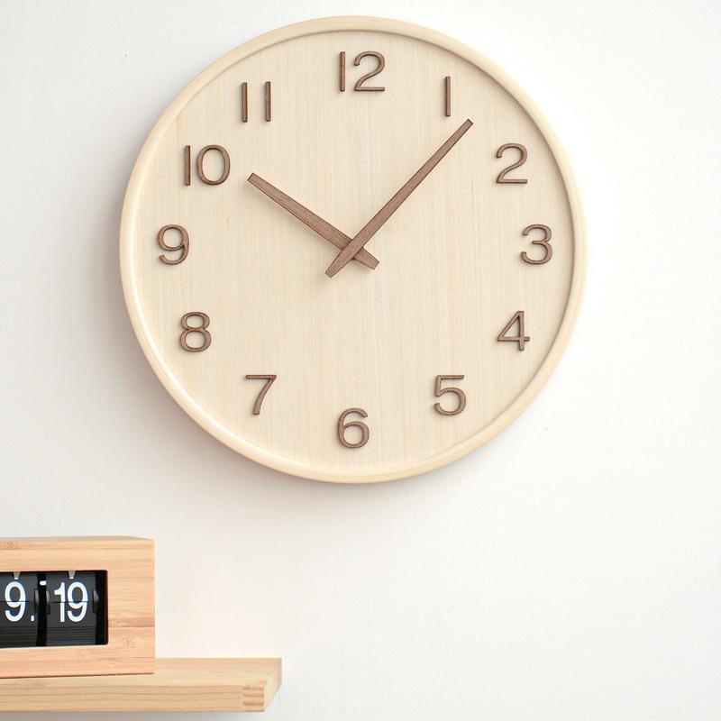 Japan Style Noiseless Wooden Wall Clock Simple Retro Decorative Timepiece for Living Room Home Decor Brief Wood Watch