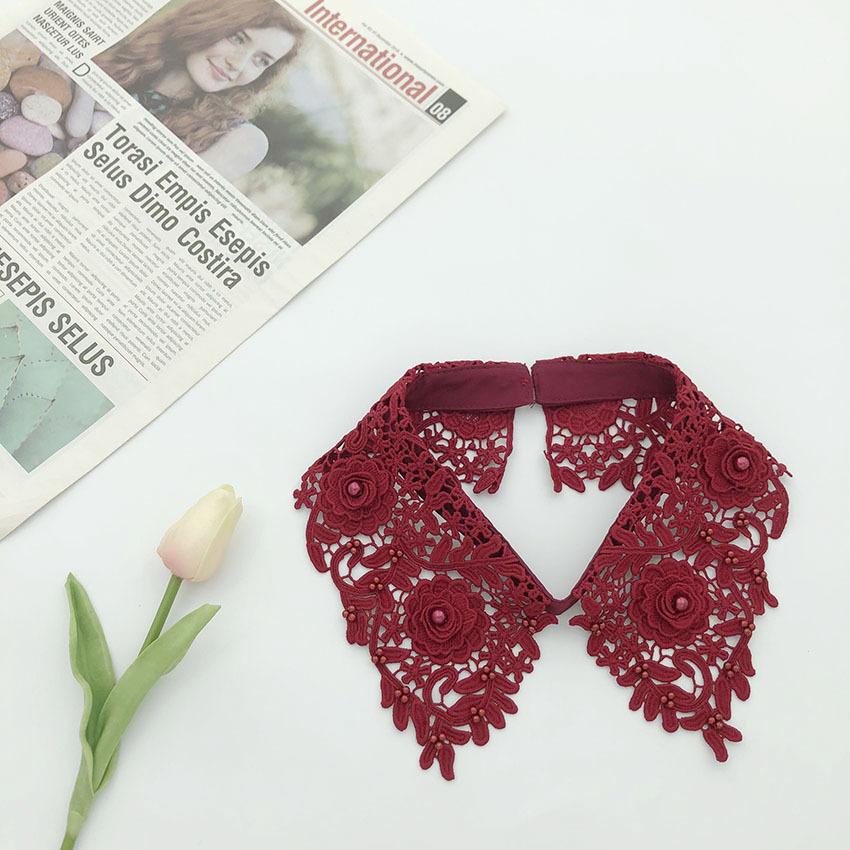 White Fake Collar for Women Shirt Blouse Necklace Candy Color False Collar Handmade Beads Detachable Sweater Collars Decor