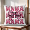Leopard print with bow mama Cushion Cover Natural Linen Organic Fabric DoubleSided Printing Couch Pillow Covers Home Decor