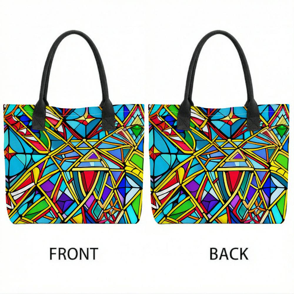 Stained Glass Colorful Tote Bag Large Capacity Casual Shoulder Bag for Daily Use Shopping Travel