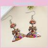 Flower Halloween And Skull Pattern Women Earrings For Festival Celebration