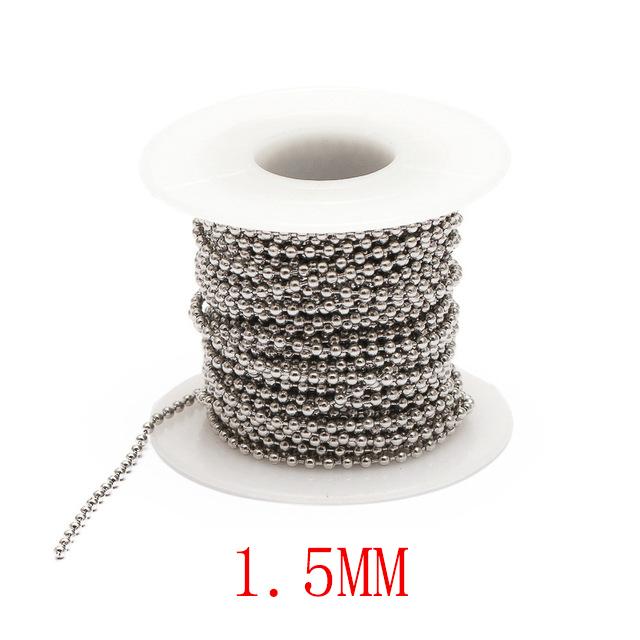 10meters/roll 1.5/2/2.4mm Beaded Ball Stainless Steel Chain Bulk Chains for DIY Necklaces Bracelet Keychain Jewelry Making