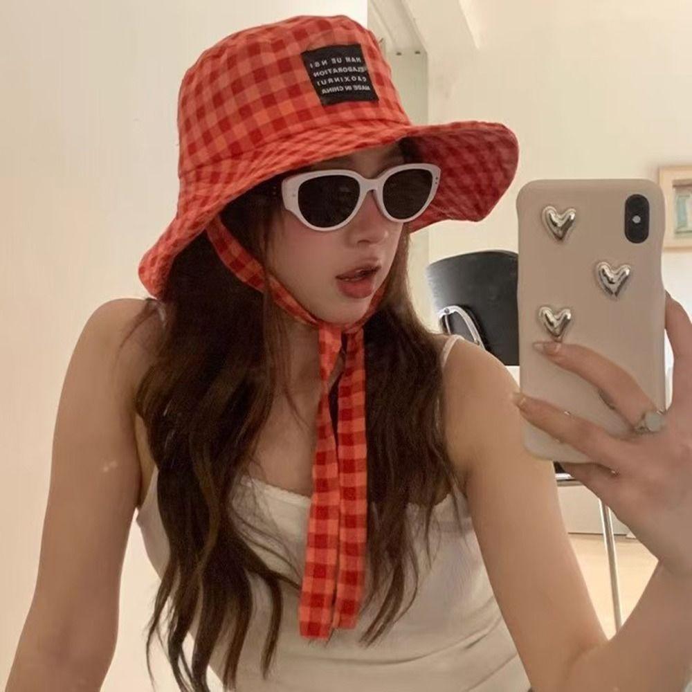 Lace Up Fisherman Hats Wide Brim Sun Cap Fashion Sun Protection Hats