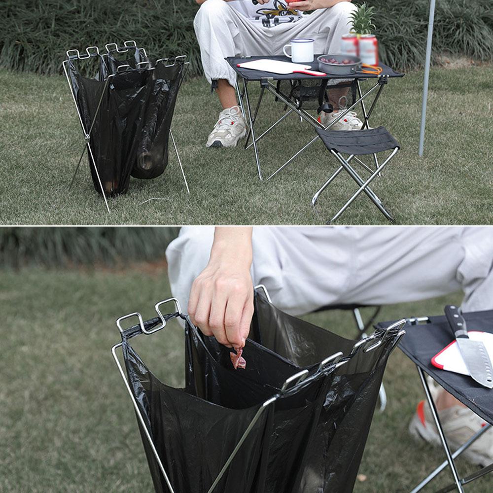 Trash Rack Outdoor Folding Garbage Bag Holder Trash Bag Frame for Kitchen Camping Picnic Barbecue