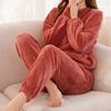 Women Velvet Pajama Set Loose Top And Elastic Waist Pants Home Casual Warm Woolen Suit Women Fleece Sets Winter 2023