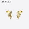 925 Sterling Silver Gold Starry Sky Spakle Star Stud Earring Piercing Women Piercing Luxury Jewelry Women Crystal CZ