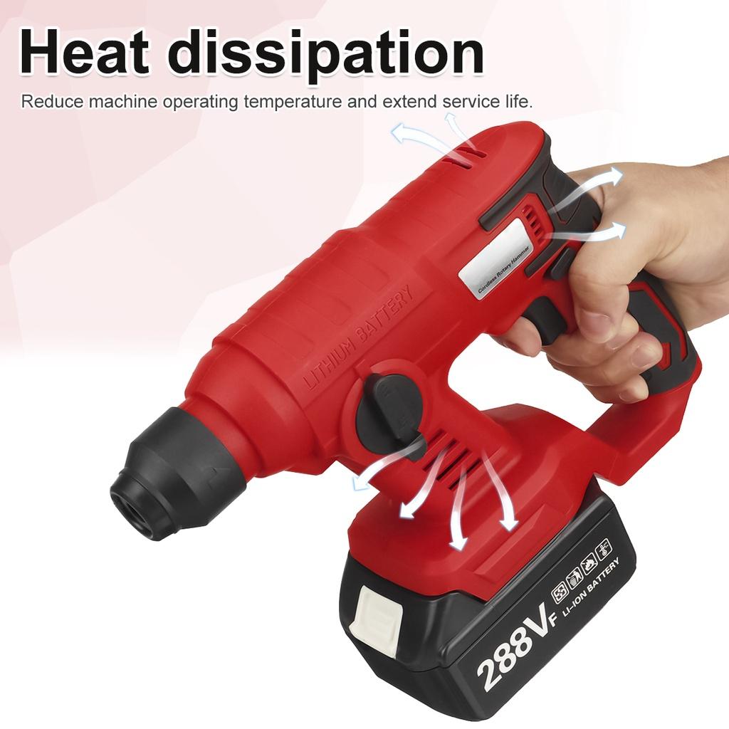288VF Red Rechargeable Electric Impact Drill Rotary Hammer Cordless Brushles Hammer Electric Drill Tool