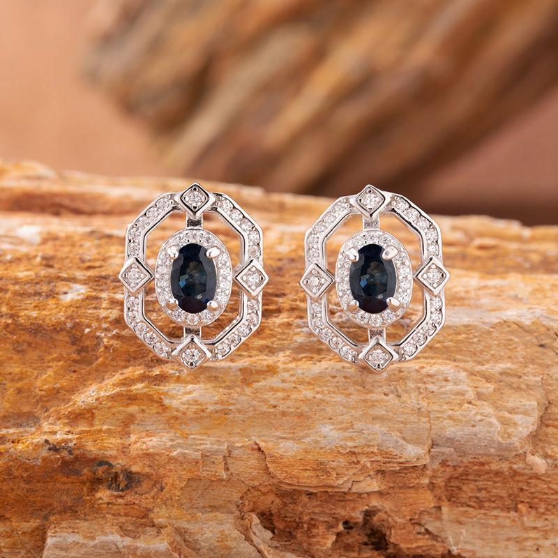 Sapphire Topaz Peridot Aquamarine Natural Color Treasure Ring Women'S Set S925 Silver Earrings