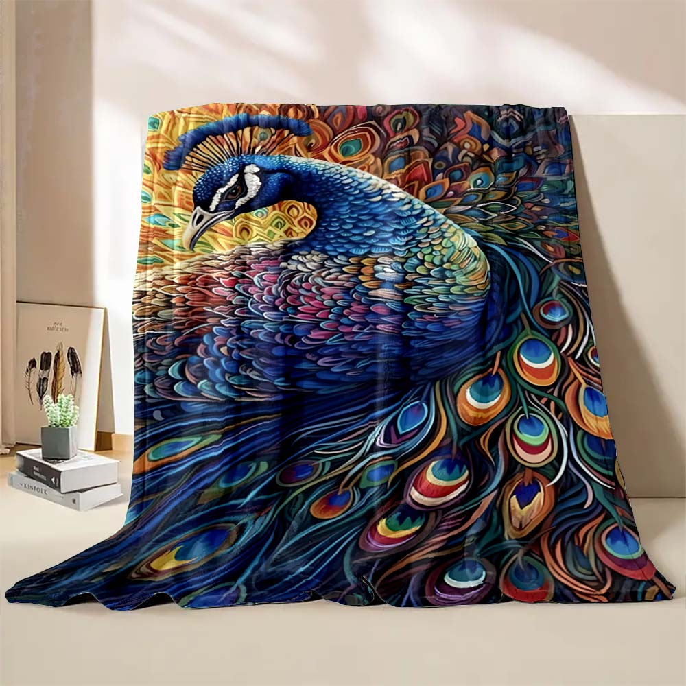 6 Sizes Peacock Art Print Blanket Warm Soft Comfortable Home Travel Blanket Sofa Office Bedding Throw Blanket Gift Large Size