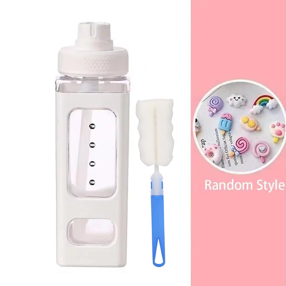 700ml Kawaii Water Bottle for Girls,Cute Kids Water Bottles with Straw 3D Sticker Drinking Bottle Portable Leak Proof Water Jug