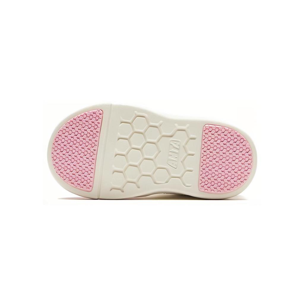 Anta Kids Round Toe Velcro Comfortable Versatile Shock Absorbing Durable Mid-Top Walking Shoes Baby Shoes White Pink 322340061-1