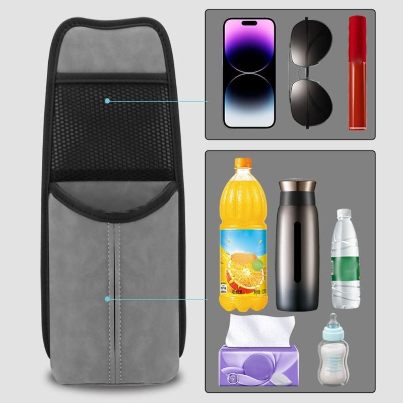 Практичная боковая сумка-органайзер для сиденья автомобиля с сетчатыми карманами и множеством вариантов хранения. Подходит для ежедневного использования в автомобилях.