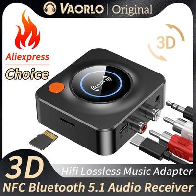 VAORLO Новый 3D стерео музыкальный беспроводной Bluetooth 5.1 аудио приемник NFC 3.5MM AUX RCA R/L TF адаптер Dongle для автомобильного комплекта динамиков