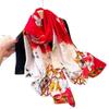 New Printing Simulation Silk Brocade Sunscreen Contrasting Color Flower Silk Scarf Long Scarf Shawl Versatile Headscarf Scarf