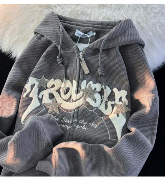 2023 Мужской вельветовый кардиган с капюшоном в гонконгском стиле — свободный крой для весны и осени