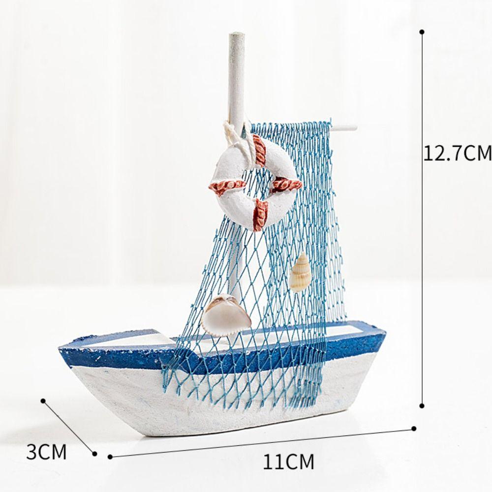 Wooden Crafts DIY Micro Landscape Sailing Miniature Figurines Sailboat Ornaments Sailing Model