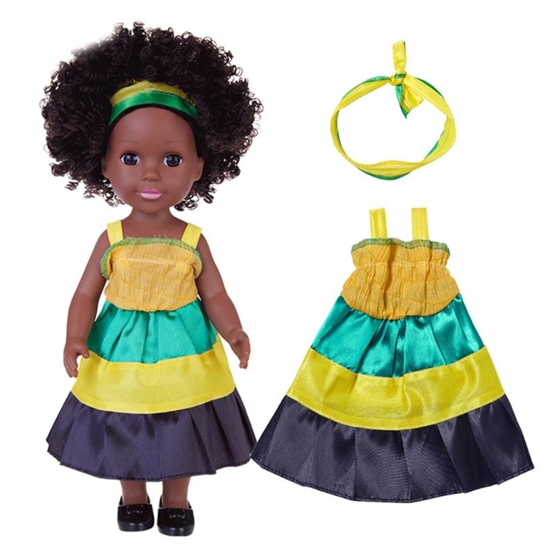 14in Black Baby Doll Nurturing Doll Realistic Handmade Soft African Reborns Toy Child Girl Parenting Game Popular Gift